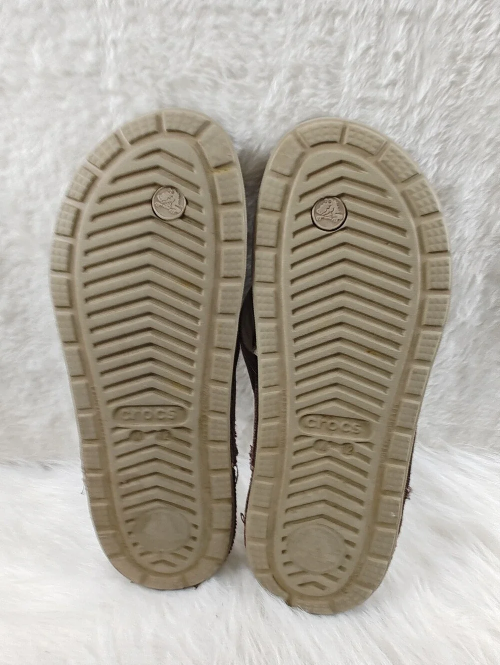 Crocs Dual Comfort Khaki Canvas Fabric Flip Flop Sandals Men's Size 12 Comfort